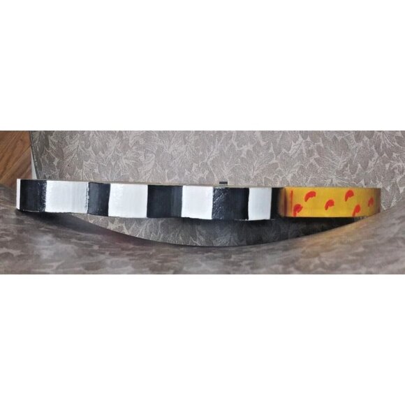 whimsical Rooster Figurine wood wall-hanging Multicolor & black white checkered - Picture 11 of 15